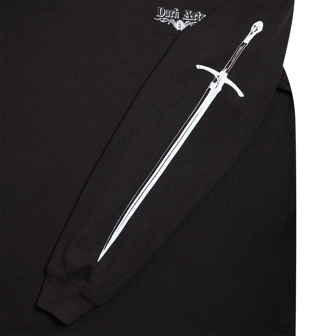 LONGSWORD WAFFLE KNIT LONG-SLEEVE - Black - Image 3